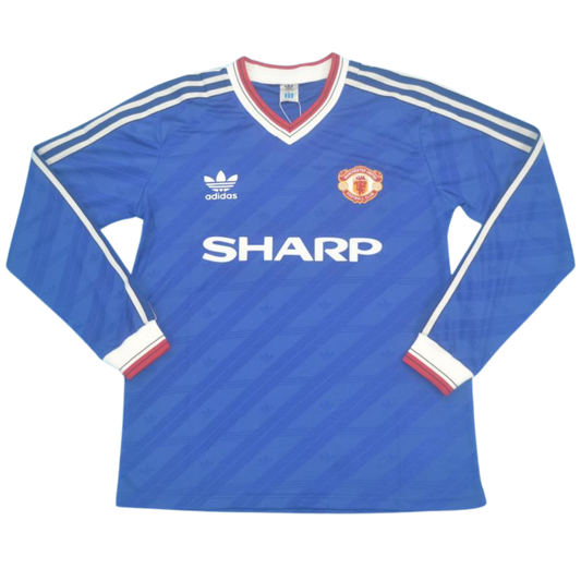 Manchester United Blau Langarm 86/88