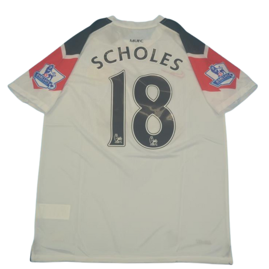 Manchester United Auswärts Weiß 10/11 "Scholes" Nº 18