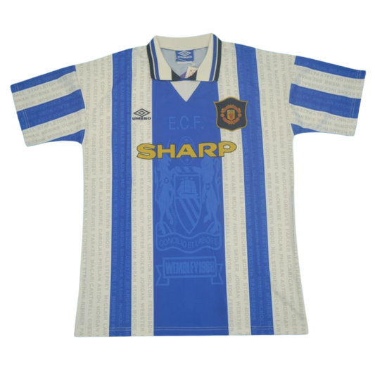 Manchester United Auswärts Blau Weiß 94/96
