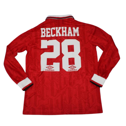 Manchester United Heim Champions Version Langarm 92/93 "Beckham" Nº 28