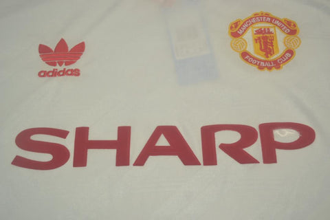 Manchester United Auswärts Weiß Langarm 86/88