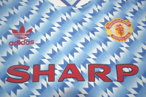 Manchester United Auswärts Blau Langarm 90/92