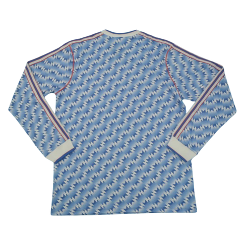 Manchester United Auswärts Blau Langarm 90/92