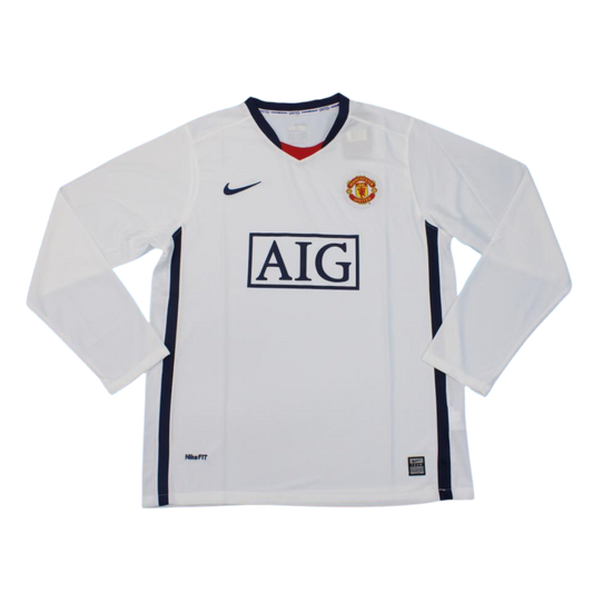 Manchester United Auswärts Weiß Langarm 08/09