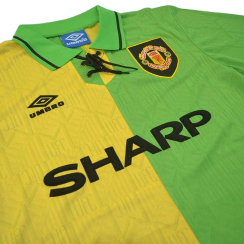 Manchester United Auswärts Grün Gelb 92/94