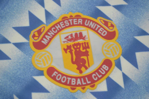 Manchester United Auswärts Blau Langarm 90/92